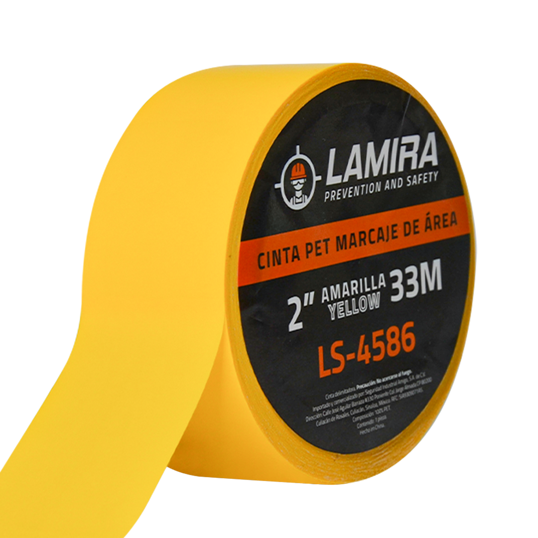 Cinta PET Delimitadora de Áreas 2"x33m LAMIRA Amarillo LS-4586 - 1